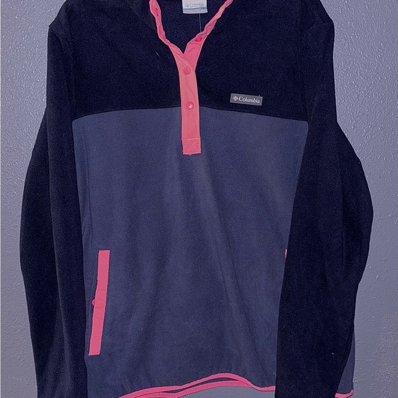 Columbia Men's Blue, Gray and Pink Fleece Sweater - Picture 1 of 8